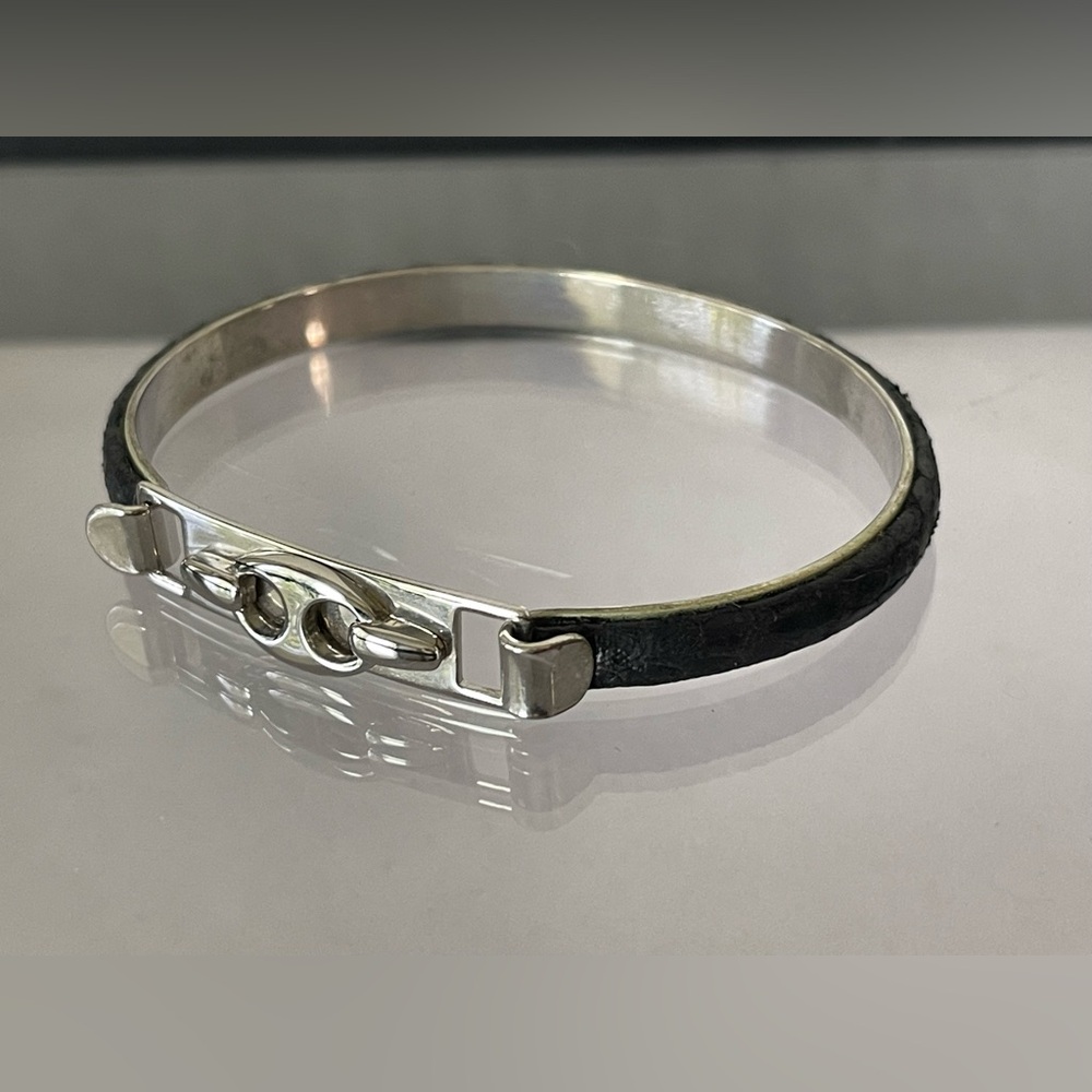 Vintage Leather and Silver buckle bracelet